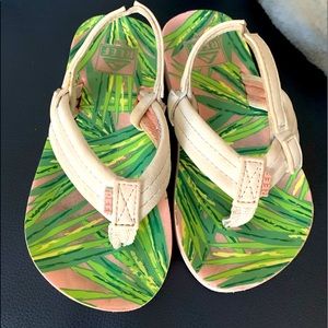 Authentic toddler Reef flip flop sandals with ankle strap.